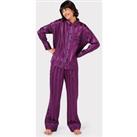 Chelsea Peers Satin Stripe Long Pyjama Set - Purple