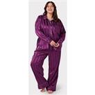 Chelsea Peers Curve Satin Stripe Pyjama Set - Purple
