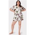 Chelsea Peers Curve Leopard Print Short Pyjama Set - Off White