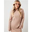 V By Very X Hattie Bourn Ribbed Knit Jumper Co-Ord - Beige