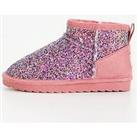 Pineapple By V By Very Girls Short Snug Glitter Boots - Pink