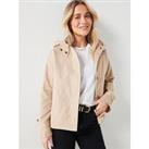 V By Very X Hattie Bourn Cropped Hooded Trench Jacket - Beige