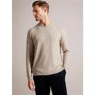 Ted Baker Loung Long Sleeve T-Stitch Crew Neck Jumper - Light Brown