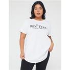V By Very Curve New York Graphic Print T-Shirt - White