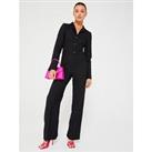 V By Very Long Sleeve Tux Jumpsuit - Black