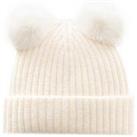 Mango Younger Girls Knitted Double Pom Pom Hat - Cream