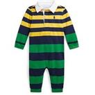 Ralph Lauren Baby Boys Stripe Rugby Coverall - Chrome Yellow Multi
