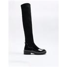 River Island Knitted High Leg Boot - Black