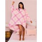 Jim Jam The Label Check Fleece Hooded Poncho - Pink