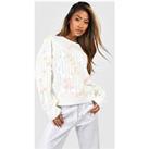 Boohoo Sequin Cable Knit Jumper - Ivory