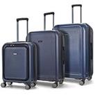 Rock Luggage Austin 8 Wheel Hardshell Pp 3Pc Suitcase With Tsa Lock -Navy