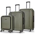 Rock Luggage Austin 8 Wheel Hardshell Pp 3Pc Suitcase With Tsa Lock -Olive Green