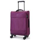 Rock Luggage Paris 8 Wheel Softshell Lightweight Small Suitcase With Lock -Purple