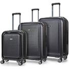 Rock Luggage Austin 8 Wheel Hardshell Pp 3Pc Suitcase With Tsa Lock -Black