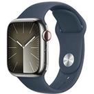 Apple Watch Series 9 (Gps + Cellular), 41Mm Silver Stainless Steel Case With Storm Blue Sport Band -