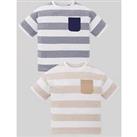 Mini V By Very Boys 2 Pack Textured Stripe Short Sleeve T-Shirts - Multi