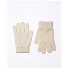 River Island Girls Pearl Detail Gloves - Cream