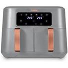 Tower T17137Gry Vortx Dual Basket Air Fryer With Two 4.25L Baskets, 2400W, Grey & Rose Gold