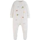 Frugi Baby Buzzy Bee Embroidered Babygrow - White