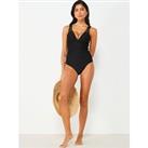 V By Very Shape Enhancing Ring Detail Swimsuit - Black