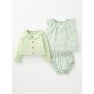 Mini V By Very Girls 3 Piece Embroidered Dress, Cardigan And Bloomers Set - Multi