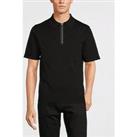 Ps Paul Smith Zip Knitted Polo Shirt - Black