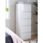 Very Home Layton Gloss 5 Drawer Narrow Chest - White - Fsc Certified