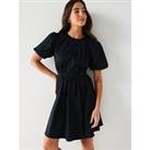 V By Very Puff Sleeve Mini Dress - Black