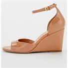 V By Very Wide Fit Patent Wedge Sandal - Nude