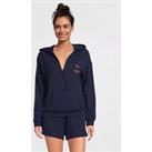 V By Very V Neck Hoody And Short Set With Side Embroidery - Navy