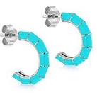 The Love Silver Collection Sterling Silver 3Mm X 16.5Mm Turquoise Enamel Half-Hoop Stud Earrings