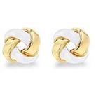 The Love Silver Collection Sterling Silver Yellow Gold Plated White Enamel Small Knot Stud Earrings