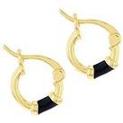 The Love Silver Collection Sterling Silver Yellow Gold Plated 10Mm Black Enamel Huggie Hoop Earrings
