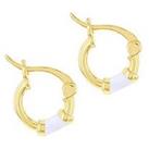 The Love Silver Collection Sterling Silver Yellow Gold Plated 10Mm White Enamel Huggie Hoop Earrings