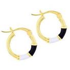 The Love Silver Collection Sterling Silver Yellow Gold Plated 15Mm Black And White Enamel Hoop Earri