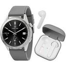 Harry Lime Series 27 Grey Silicone Strap Smart Watch With Grey True Wireless Earphone In Charging Ca