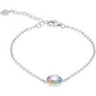 The Love Silver Collection Sterling Silver Multi-Coloured Cz Disc Adjustable Bracelet