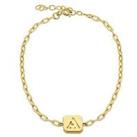 The Love Silver Collection Sterling Silver Yellow Gold Plated Initial Bracelet