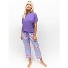 Cyberjammies Jersey Slouch Top & Flamingo Bottoms Pyjama Set - Purple