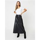 Dorothy Perkins Faux Leather Midaxi Skirt - Black