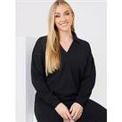 In The Style Jac Jossa Rib Collared Oversized Top - Black