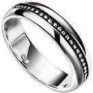 The Love Silver Collection Sterling Silver Mens Oxidised Inset Pattern Ring
