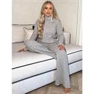 In The Style Gemma Louise Miles Ribbed Longline Co-Ord Jumper - Grey