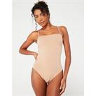 Everybody Shape Enhancing Seamless Bandeau Body Thong With Removable Straps - Strong Control - Beige