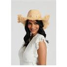 South Beach Frayed Edge Cowboy Hat With Seashell Detail In Natural