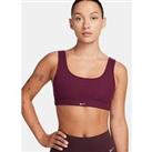 Nike Womens Training Light Support Lightly Lined Ribbed Sports Bra - Dark Red