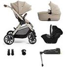 Silver Cross Reef Pushchair - Travel Pack - Car Seat, Base, Cup Holder, Adaptors, & First Bed -Stone