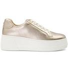 Dune London Episode Gold Lace-Up Flatform Trainers