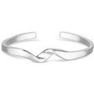 Inicio Sterling Silver Plated Twisted Bangle Bracelet With Gift Pouch