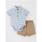 Mini V By Very Baby Boys Stripe Bodysuit And Short Set - Multi